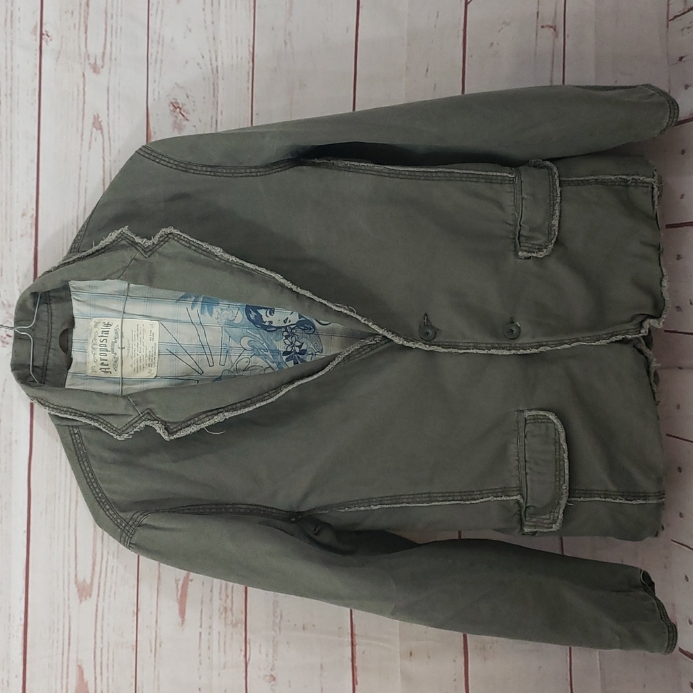 Aeropostale♡Raw Edges♡100% Cotton♡Distressed♡Grunge♡ Hipster♡Jacket